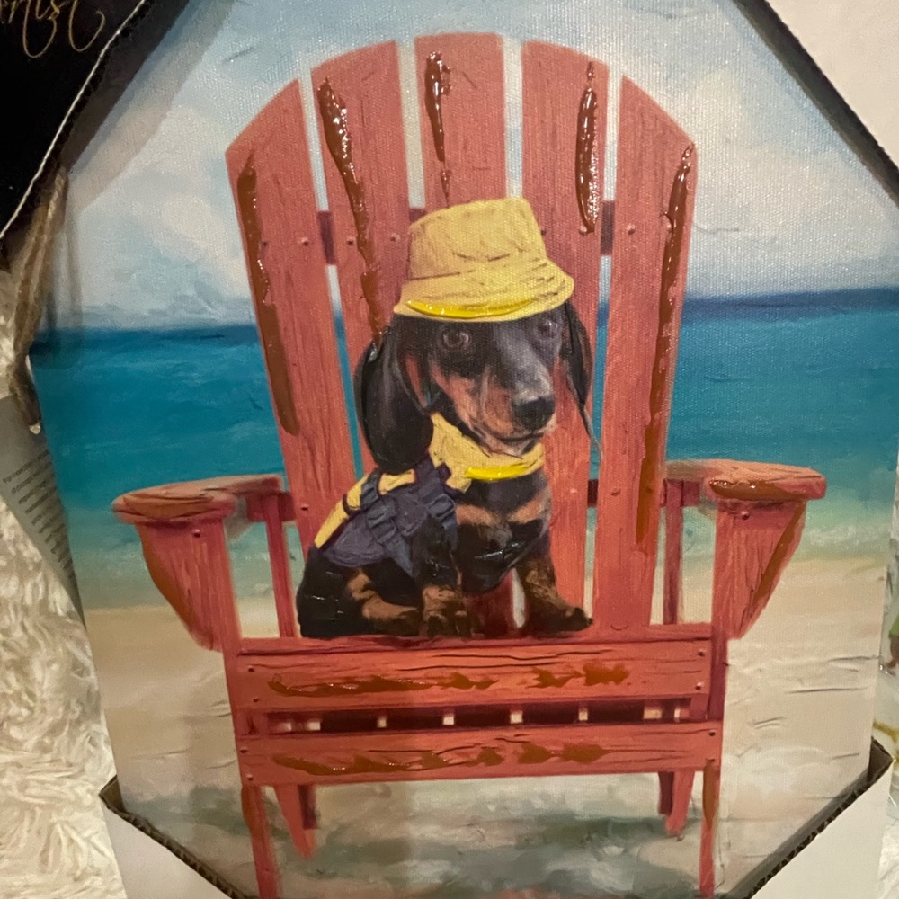 Dachshund canvas beach picture wall art